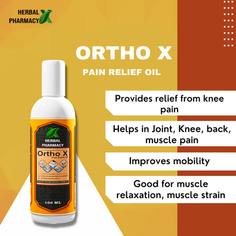 Herbal Pharmacy Ortho-X Pain Relief Oil, Fast Relief Muscle Pain Oil, Joint Pain Relief Oil, Arthritis Pain Relief Ayurvedic Pain Oil | Shallaki, Hadjod, and Mahanarayan Oil | 100 Ml