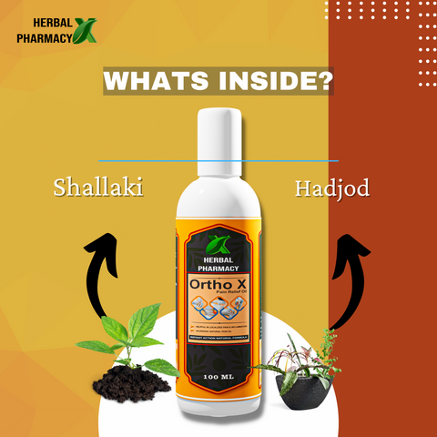 Herbal Pharmacy Ortho-X Pain Relief Oil, Fast Relief Muscle Pain Oil, Joint Pain Relief Oil, Arthritis Pain Relief Ayurvedic Pain Oil | Shallaki, Hadjod, and Mahanarayan Oil | 100 Ml