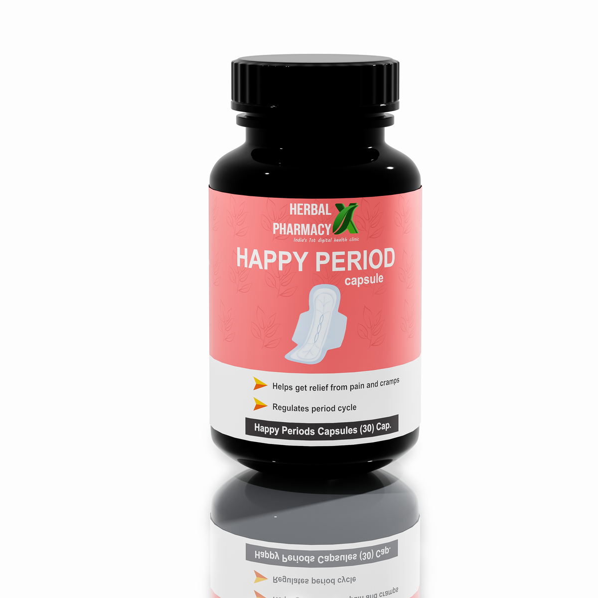 Herbal Pharmacy Happy Periods Good Period Capsule, Regulates menstrual cycle (Period Pain Relief) (30 Capsules)