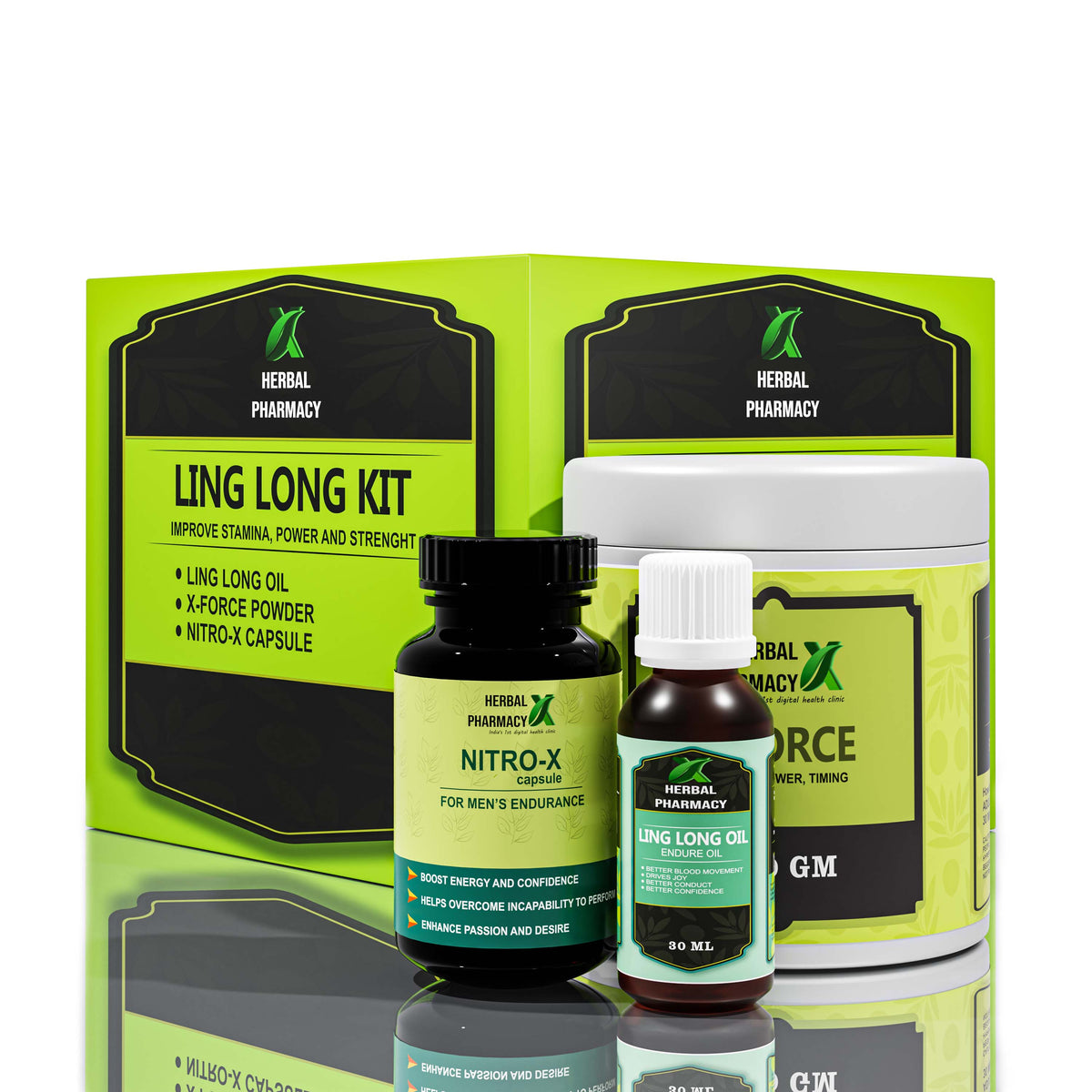 LING LONG KIT WITH LING LONG OIL, X-FORCE POWDER AND NITRO X CAPSULE